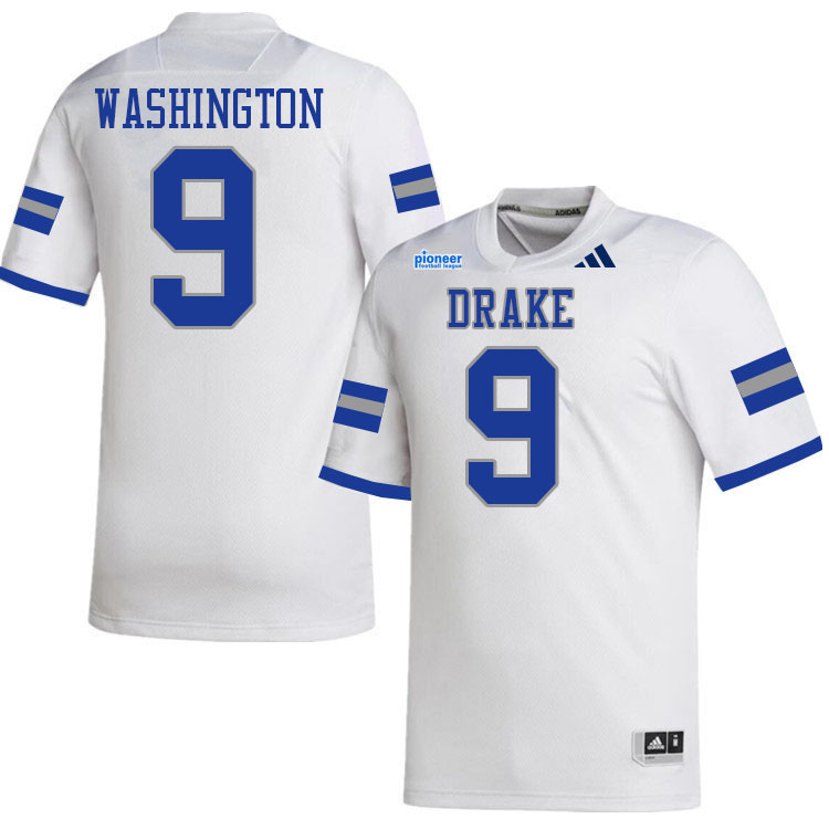 Drake Bulldogs #9 Xavier Washington College Football Jerseys,Uniforms-White